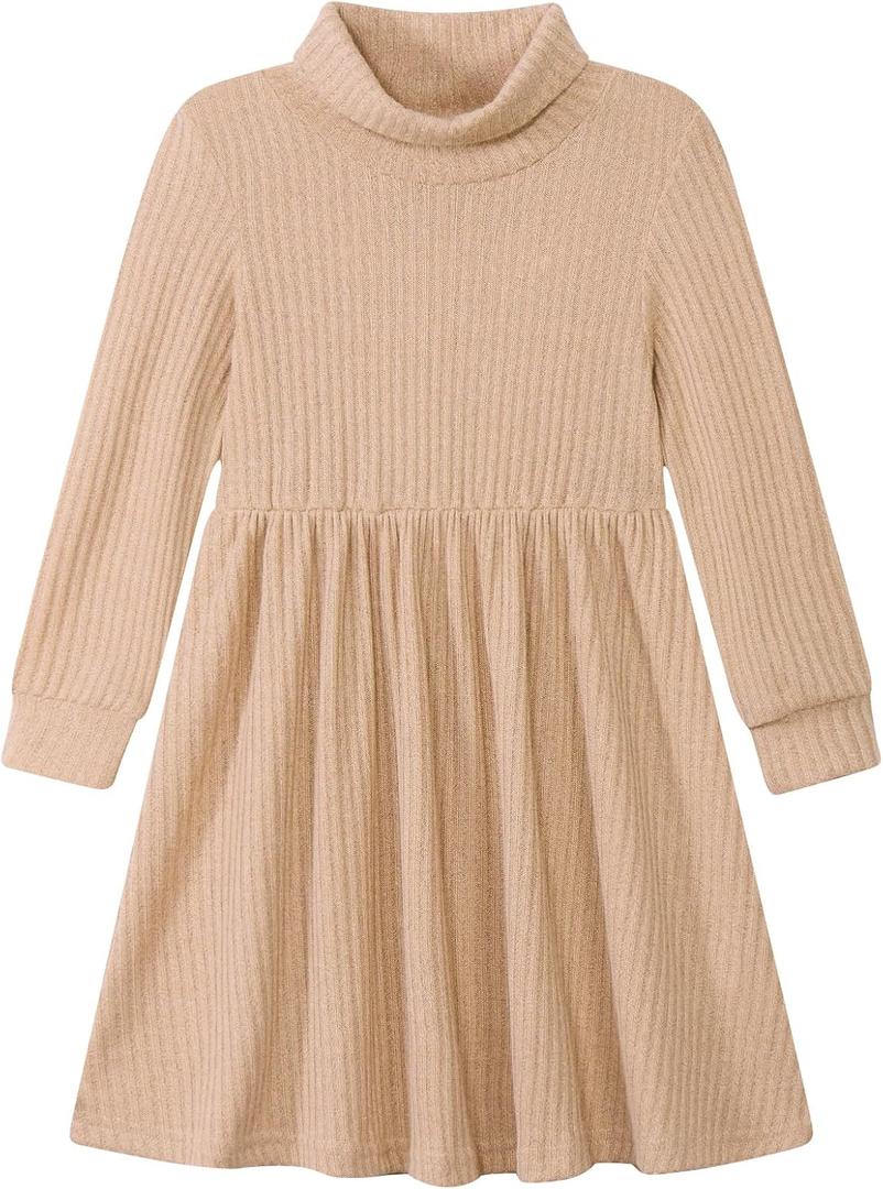 Vieille Toddler Baby Girls Fall Clothes Soft Knit Turtleneck Sweater Dress Long Sleeve Winter Outfits Size 6 Years