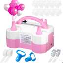 SINBEE Balloon Pump, Balloon Pump Electric, Portable Dual Nozzle Electric Blower Air Pump Inflator for Party Decoration. Faster and Save Time (Pink)