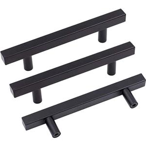 goldenwarm Pack of 5 Matte Black Kitchen Cabinet Handles Dresser Drawer Pulls Black Cupboard Drawer Handles - LSJ22BK96 Bedroom Closet Door Pulls 3-3/4in Cabinet Hardware, 96mm Hole Centers (3-3/4in hole centers)