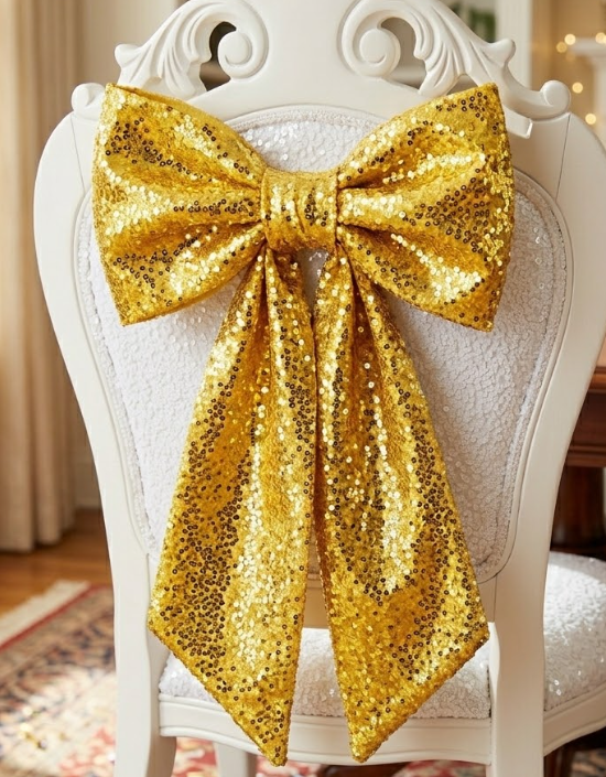 Gankar Satin Chair Sashes Bows 7x108 Inch Party Dinning Room Chairs Accessories Knots Ties for Wedding Birthday Banquet Baby Shower Hotel Christmas Celebration Decoration（2 Pack, Gold）