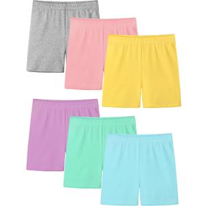 Resinta 6 Pack Girls Bike Shorts Under Dress Dance Cartwheel Shorts for Toddler Kids Summer Clothes Multicolor, 13-14Y