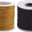 PH PandaHall 1.5mm 200 Yards Nylon Beading String Blind Cord Nylon Braided Lift Shade Cord Replacement String Kumihimo Macrame Chinese Knotting Thread for Windows Roman Rollers Repair Camel & Black