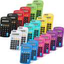 18 Pieces Bulk Pocket Size Student Function Calculator Mini Colorful Basic Solar Battery Calculator for Christmas Student School Gifts Home Office Desktop Accounting Tools