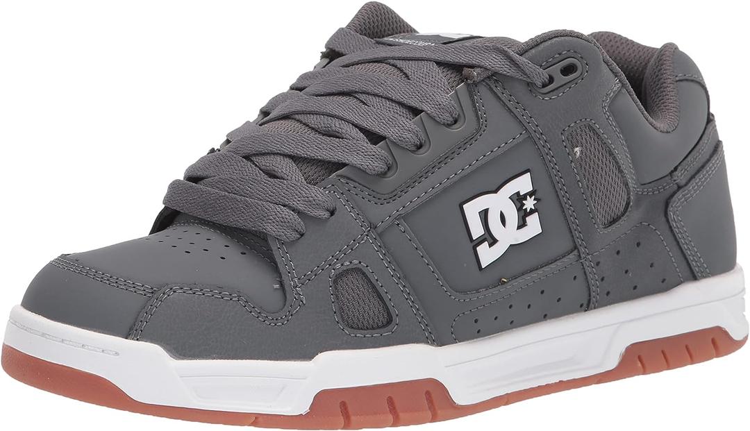 DC Men's Stag Low Top Skate Shoe, Grey/Gum, 13