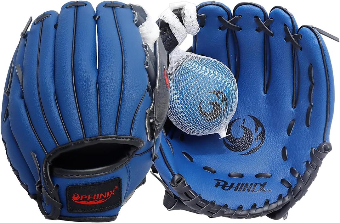 PHINIX Baseball Glove Tee Ball Mitts with Soft Ball for Kids Play & Training 8.5"-10"