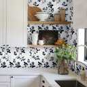 Heroad Peel & Stick Wallpaper - Floral Navy Blue Removable Boho Contact Paper for Cabinets & Bathroom - Waterproof Self-Adhesive Vinyl Roll 17.3''x196''