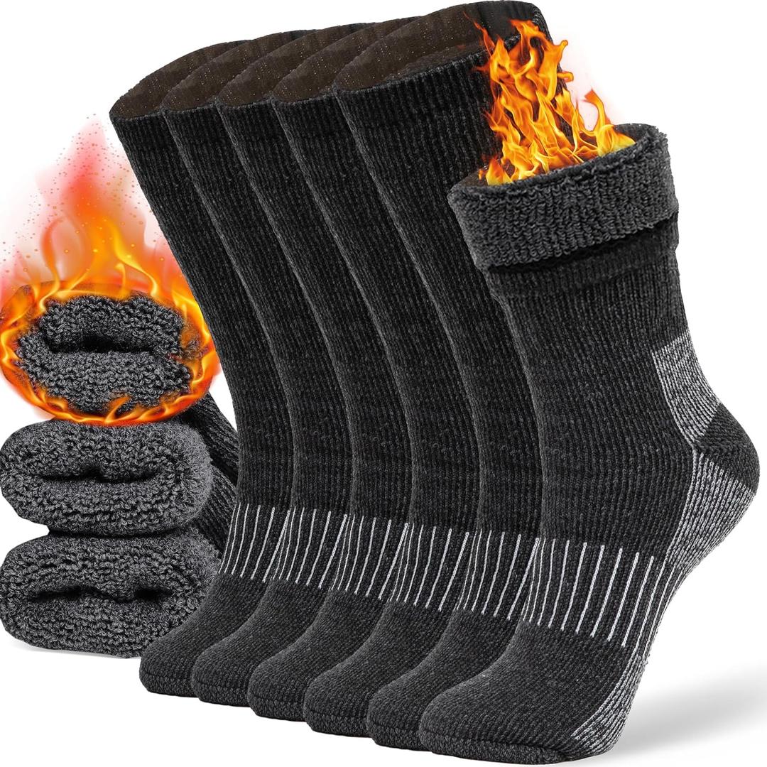 COZIA Merino Wool Socks for Men & Women Casual Warm Winter Cozy Thermal Socks (Medium-Large, Black)