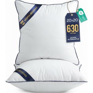Utopia Bedding Throw Pillow Inserts (Pack of 2, White), 20 x 20 Inches Decorative Indoor Pillows for Sofa, Bed, Couch, Cushion Sham Stuffer