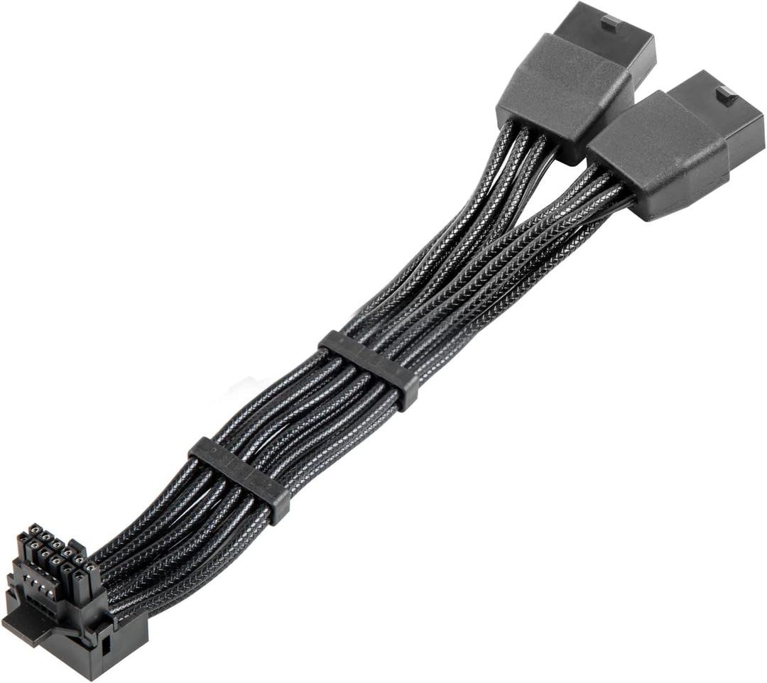 12VHPWR 90 Degree Adapter to 2X 8Pin: 16AWG 16 PIN GPU Right Angle PCI-E 5.0 Extension for for Graphic Card GPU 12+4pin RTX 3090Ti 4070Ti 4080 4090 (Type B)
