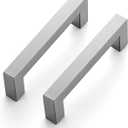 Ravinte 3 Pack 3-1/2 Inch Square Cabinet Handles Satin Nickel Pulls Brushed Nickel Drawer Pulls Kitchen Cupboard Hardware for Cabinets Cupboard Drawer Handles (4 in (3-1/2 in Hole Center))