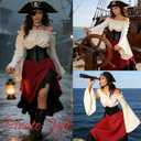 Renaissance Costume Women Medieval Victorian Fancy Dresses Halloween Pirate Cosplay (M)