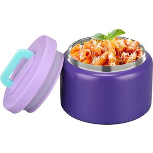 PIQUEBAR 8oz Kids Thermo for Hot Food,Small Lunch Thermo Food Container Stainless Steel,Easy Open Wide Mouth Thermo for Hot Cold Food for Preschool Travel (Dark Purple)