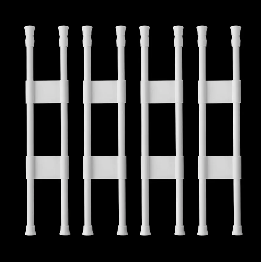 4 Sets Double RV Refrigerator Bars, 15.8-27.6 Inches Non-Slip Adjustable RV Fridge Tension Rods, for Camper Refrigerator, Kitchen, Bookshelf, Cupboard-White