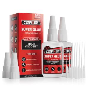 Thick Super Glue 120 Gram, Clear All Purpose Ca Glue Repair Wood Furniture Metal Plastic Crafts, Heavy Duty Instant Cyanoacrylate Adhesive for Woodworking Ceramic Leather Shoe Sole Glass Pottery (4 oz)