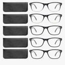 Reading Glasses Blue Light Blocking, Computer Glasses for Women Men, Fashion Square Eyeglasses 5 Pairs 1.5x