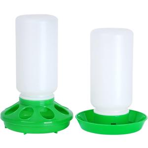 NAOEDEAH Chicken Feeder and Waterer Set no Waste Chick Feeder and Waterer Kit 1L Chicken Water Feeder Poultry Waterer Baby Chick Starter Kit (Green)
