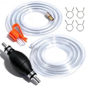 Gasoline Siphon Hose Pump - High-Flow Portable Hand Fuel Transfer Pump for Water, Gasoline, Oil, Petrol, Diesel (2 Premium PVC Hoses)