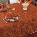 SASTYBALE Thanksgiving Rust Red Maple Leaf Tablecloth - 60x84 Inch Rectangle Jacquard Vintage, Spill-Proof Wrinkle Free for Fall Harvest Feasts & Family Festive Dinners