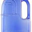 New Wave Enviro 1 Gallon Square BPA Free Bottle with Screw Top Cap and Integrated Handle, Space Saving Design, Ideal for Gym and Outdoor Life, Blue