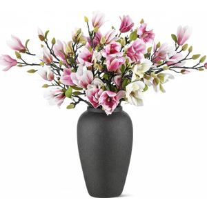 9 Pack Magnolia Artificial Flowers Branches (Not Included Vase), Elegant Half Bloom Faux Fake Magnolias Stems Floral Arrangement Home Decor for Vase Home Decor