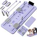 Pilates Board, Pilates Reformer Set, Multi-Purpose Foldable Pilates Reformer Board for Home, 5 in1 Pilates Sliding Board, Pilates Equipment (Purple)