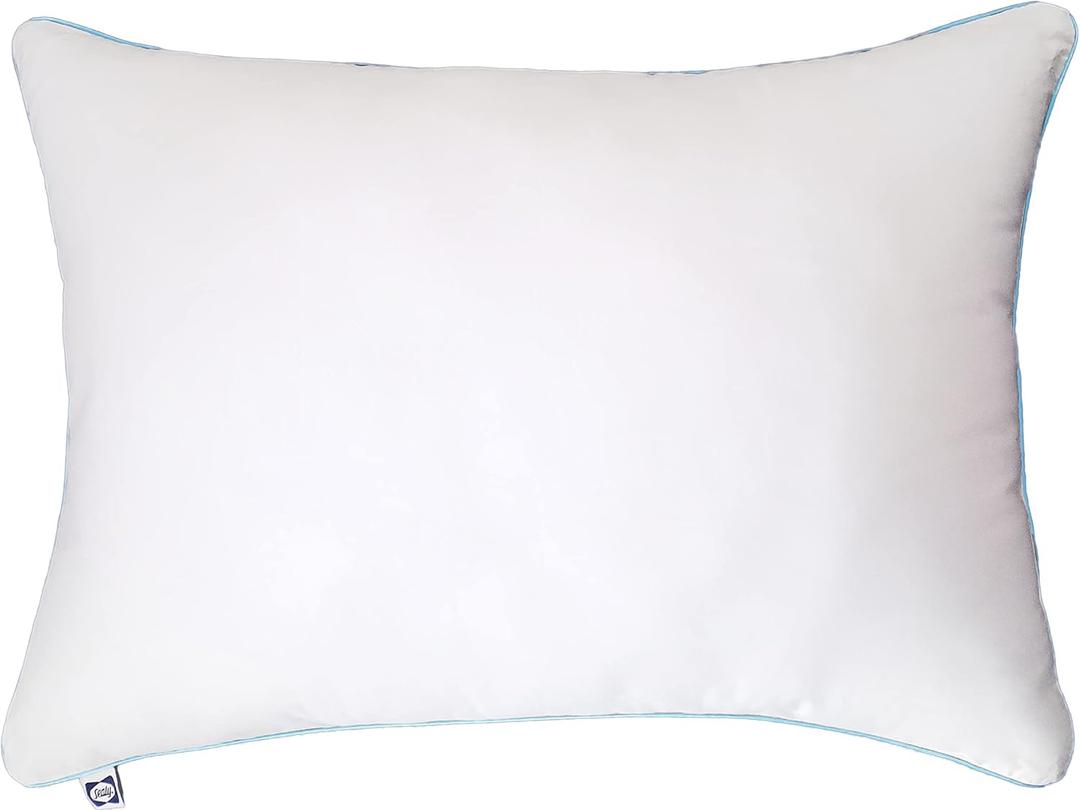 Sealy Clean Luxury Bed Pillow, Soft, Breathable, 100% Cotton Cover, Hypoallergenic EverFluff Fiberfill, Antimicrobial, Temperature Balancing, Machine Washable, King, White -2 Pack