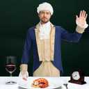 Founding Fathers Costume Colonial Style Judge Wig Lace Jabot and Cuffs Set, Perfect for Halloween, Cosplay, Party (White)