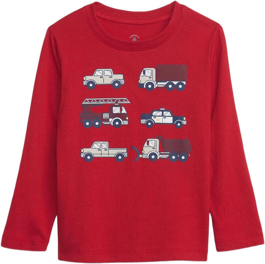 GAP Baby Boys' Brannan's Favorites Long Sleeve Graphic Tee T-Shirt (0-3 Months, Modern Red Trucks)