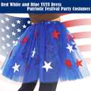 Women USA Red White and Blue Star Tutu 4th of July Tutu for Adult Independence Day Costume (L)