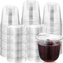 100 Sets Disposable Stemless Glasses With Strawless Sip Lids,PET Drinking Cups,Clear Plastic Coffee Cup for Iced Coffee, Smoothie, Cold Beverage, Drink Shop and Christmas Party Supply (Clear, 12 oz)