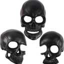 2 x Skull Wall Decor Set of 3, Halloween Hanging Dark Resin Skeleton Statues, Wall Mounted Horror Skulls Art Sculpture Spooky Gift, Indoor Outdoor Gothic Black Office Living Room Decor