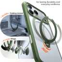 TORRAS Ostand Q3 Spin for iPhone 17 Pro Case with 360 Magnetic Stand, Fit for MagSafe, Built-in Kickstand, 4X Military-Grade Shockproof Phone Case for iPhone 17 Pro, Camera Control, Alpine Green
