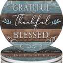 Coasters for Drinks,Set of 4 Absorbent Coasters,Thankful Grateful Blessed Ceramic Coasters with Cork Base,Cup Coaster for Coffee Table Protection,Gifts for Housewarming Birthday