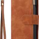 ZZXX for Galaxy Z Fold 4 Wallet Case Zipper Pocket 7.6 inch,Brown