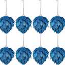Jetec 8 Pieces Christmas Ornaments Glitter Christmas Tree Hanging Decoration Decorative Artificial Pine Cones Flowers Hanging Ornaments for Winter Wreath Holiday Decor(Blue)
