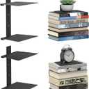 Mefirt Invisible Floating Bookshelves for Wall, 4 Tier Vertical Spine Book Tower, Heavy Duty Floating Book Shelves Black Metal Book Organizers for Home Office, 2 Pack(Black)