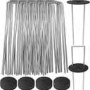 AAGUT 50 Pack Landscape Staples with Gasket Washer Caps, 6 Inch Vapor Barrier Stakes, Metal Garden Stakes Landscape Fabric Staples for Gardening Landscaping, Sod Fence Yard Lawn Ground Weed Mat Pins