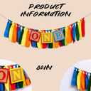 Upfirst Colorful One High Chair Banner - Building Block Themed Birthday Party Decorations Supplies,1st Birthday Photo Props,Cake Smash Party Rainbow Fabric Strips Banner