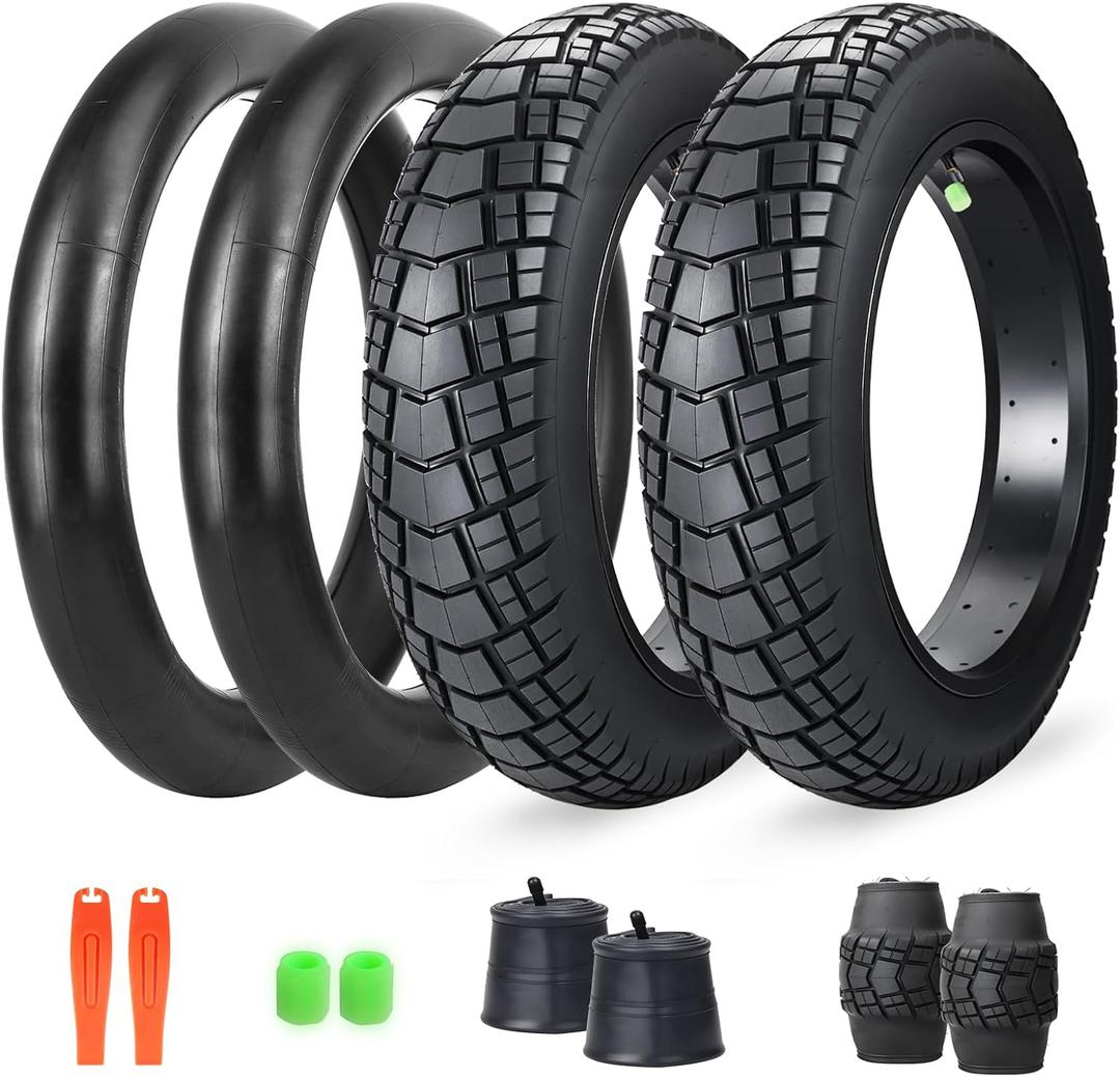 16/20/26 x 4.0 Fat Tire for Ebike, Mountain Bike, Tricycle, Ideal for Snow, Mud, Gravel Road, Heavy Duty Wear-Resistant All-Terrain 1/2 Tires (1/2 Tubes)，3 Colors