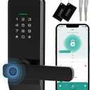elinkSmart Keyless Entry Door Lock Fingerprint Lock with Handle Commercial Keypad Door Lock for Home, Rental, Office and Hotel TUYA Remote Control (Tuya APP)