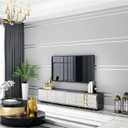 Deerskin Velvet high-end 3D Wallpaper Nordic Geometric Lines Modern Simple Living Room Lighting Luxury Background Wall Non-Woven Peel Stick Wallpaper (9.5M Silver Gray Aluminum foil Plate)