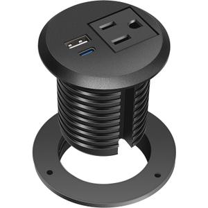 Desktop Power Grommet, 2 inch, USB C PD 20W Fast Charging Station, Desk Hole Recessed Power Outlet,ETL Listed (1, 6 FT Cable)
