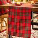 Red Green Plaid Christmas Table Runner, Winter Holiday Table Runners 108 inches Long, Xmas Decorations Indoor Outdoor Farmhouse Home Kitchen Dining Party Decor