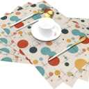 Modern Mid Century Placemats Set of 4 Washable Table Place Mats for Dining Kitchen Party Decor