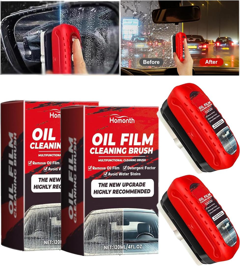 2 PCS Automotive Oil Film Cleaning Brush,2025 New Coating for Windshield, Prevents Rain and Fog,Improves Clarity and Visibility