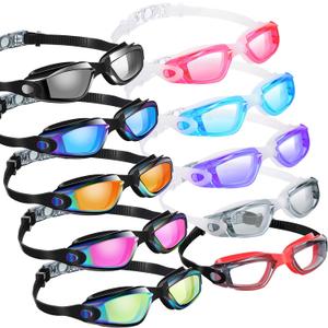 Konohan 10 Pack Swim Goggles for Kids Adults Anti Fog No Leak Silicone Swimming Goggles Glasses Ear Plugs Nose Clips for Pool