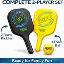 Nero Sport Silent Ninja Pickleball Set for Kids and Beginners, Quiet Foam Paddles and Ball for Indoor and Outdoor Play, Low-Noise Family Paddle Game, 2 Paddles + 1 Ball, Standard