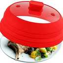 Microwave Splatter Cover Glass Cover Splatter Guard Lid with Collapsible Silicone for Food Pot Cover Plate Cover