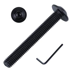 (12 pcs) M8 x 50mm Black Flanged Button Head Socket Cap Screws, 304 Stainless Steel (18-8), Corrosion Resistant Screws for Furniture Assembly, Automotive Repair (Includes Hex Key)