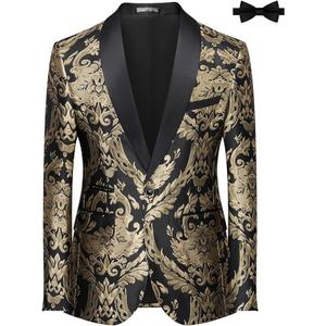 Tuxedo Suits for Men 2 Piece Regular Fit Suit Floral Blazer Jacket Waistcoat Pants Men Suit Set for Wedding Prom, Large